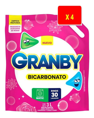 Jabón Liquido Granby Con Bicarbonato X 4 Unidades