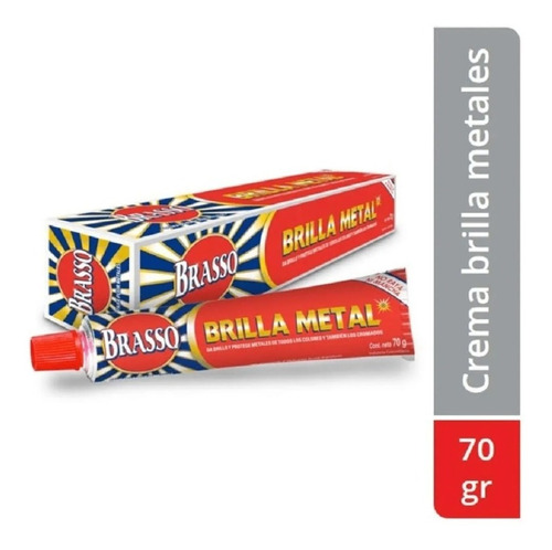 Imagen 2 de 3 de Brasso Brilla Metal Crema Para Pulir Metales Y Cromados 70gr