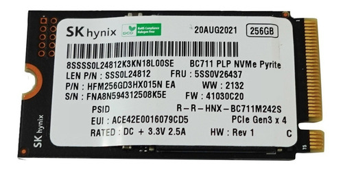 Disco Sólido Interno Nvme Sk Hynix Bc711 256gb