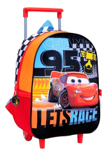  Mochila Cars Infantil Disney Con Rueditas Febo 