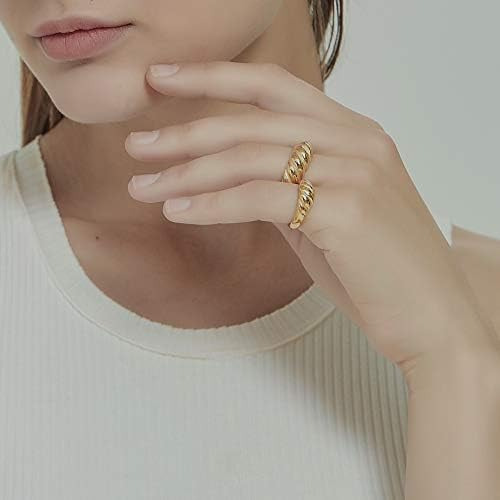 Anillo De Banda De Croissant De Cúpula De Oro Chapado En Oro