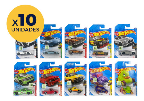 Hot Wheels Pack X 10 U. Autos Individuales Surtidos Mattel