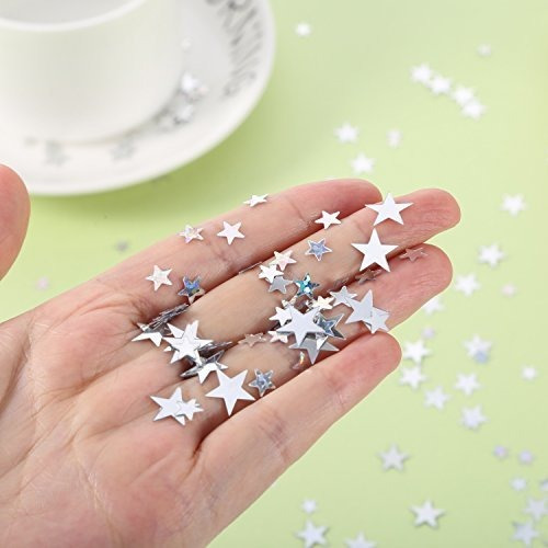 Glitter Confetti Estrellas Plateadas 10 Y 6mm - 60gr