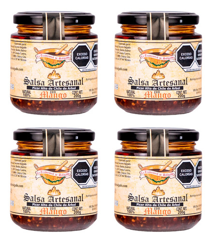 4 Salsas Artesanal Chile De Árbol Mango 200 G Tradicional