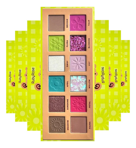 12 Paleta Sombras Spring Breeze Hbf538 Ruby Rose Atacado