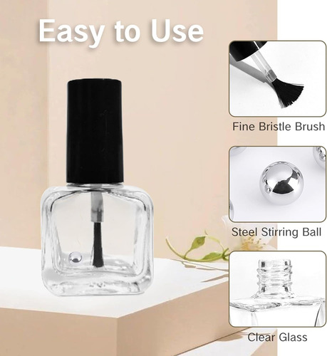 Niiiytyb 2 Botellas Vacías De Esmalte De Uñas Con Cepillo, P