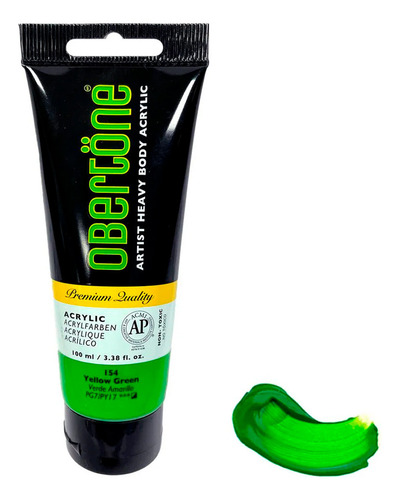 Tubo Pintura Acrilica Profesional Obertöne Heavy Body 100ml Color 154 Verde Amarillo