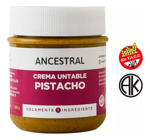 Crema Pasta Untable Natural Pistachos Ancestral 200g