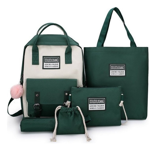 Set 5 Mochila Bolsas Escolar Estudiante Lapicera Tote Lona