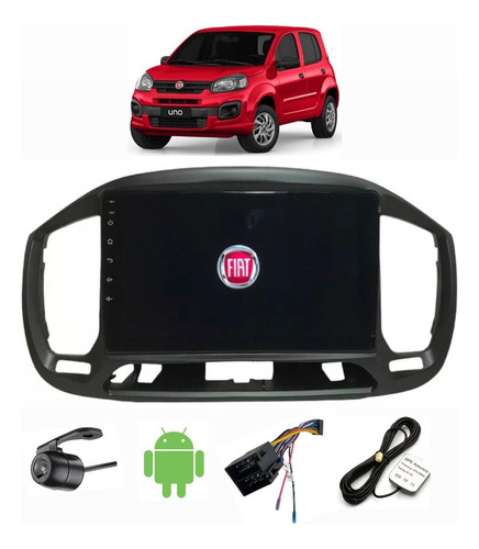 Kit Multimídia Fiat Uno Android Tela 9p 2015/2021 Gps/bt/usb