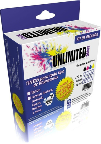 Tinta Para Sublimar 120 Ml, Colores Vivos, Unlimited Ink