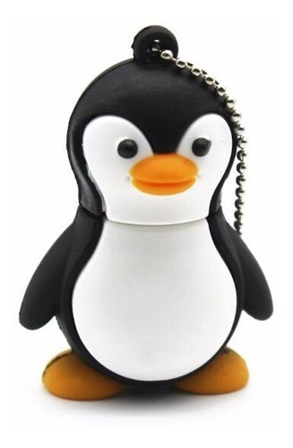 Memoria Usb 128gb Figura Animal Pingüino Blanco Negro 5 Cm