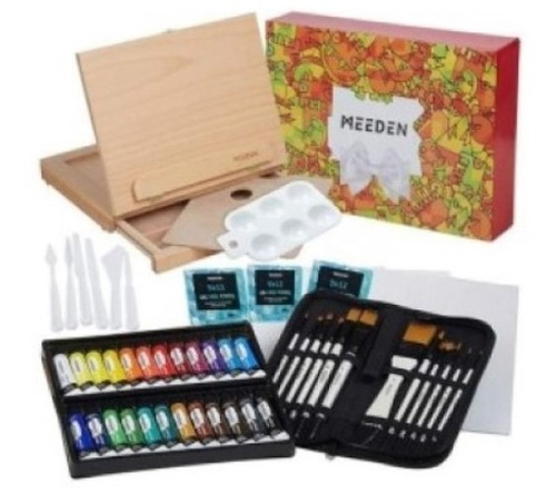 Set Pintura Acrílica Meeden 46 Pcs, Atril Mesa Haya