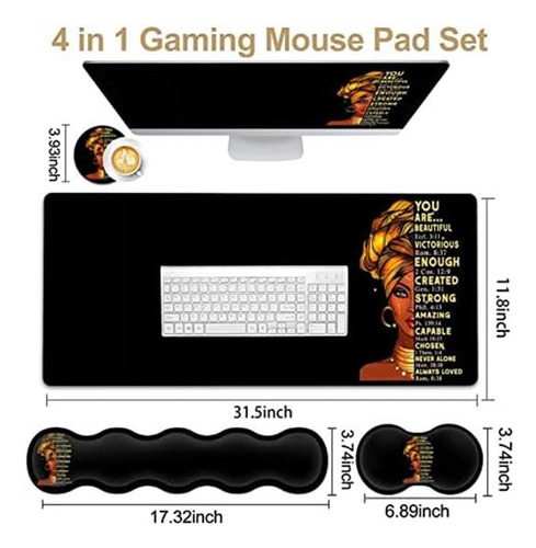 Mouse Pad Grande Con Soporte Para Muñeca, Teclado