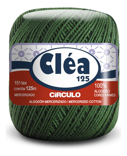 Fio/linha Cléa 125 Metros 100% Algodão Merc Novelo Pequeno Cor 5398 Verde Musgo