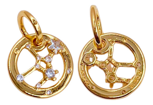 Charm Zodiaco Signo Virgo, Plata 925, Oro 24k, Circonita