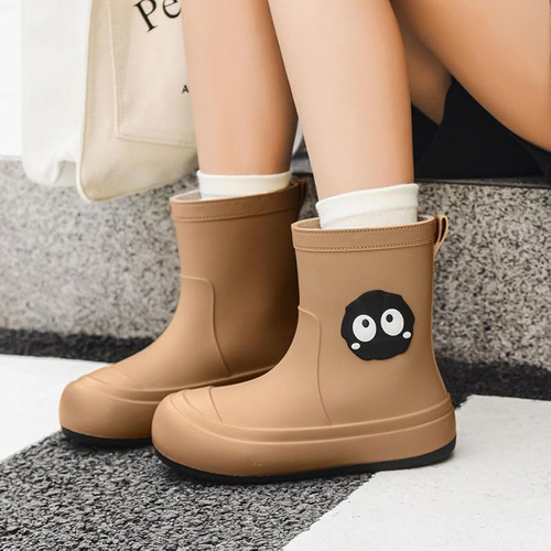 Botas De Lluvia Con Dibujos Animados Para Mujer, Con Forro D