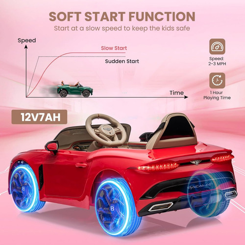 Vehículo P/niños Estilo Bentley Bacalar C/luces; 12 V; Rojo