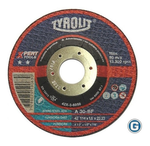 Disco Corte De Tyrolit Xpert 114 X 1,6 Mm Caja X 25 Un Gramabi Amoladora 4 1/2 Plano 115x1,6 Hierro 114x1,6 Inoxidable