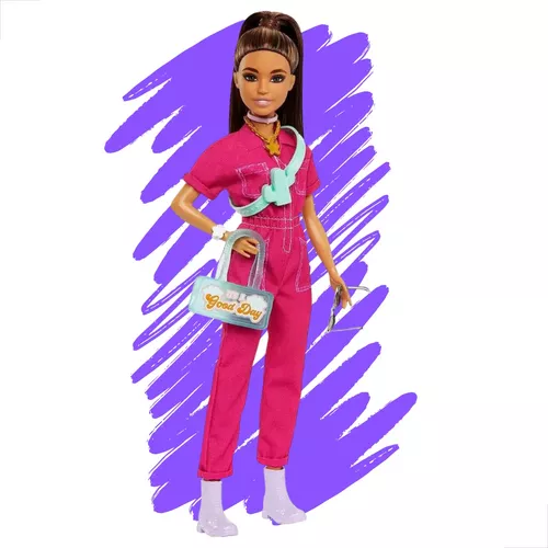 Boneca Barbie Filme Petite Macacão Rosa e Acessórios HPL76 Mattel