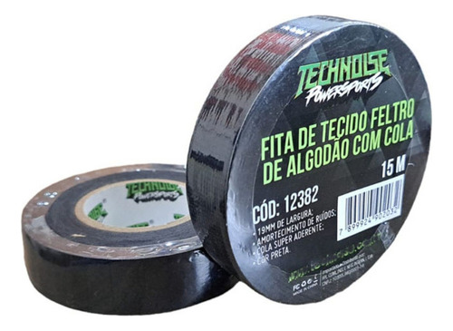 Fita Isolante Tecido Feltro Algodão Technoise Chicotes 15m Cor Preto Liso