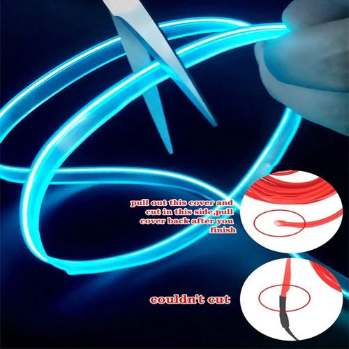 Imagen 4 de 10 de Hilo Tira Luz Neon Colores Led Conector 12v Auto Moto 5m