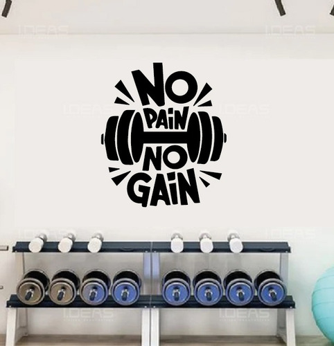 Vinil Decorativo Frase Gym No Pain No Gain Gimnasio Sticker