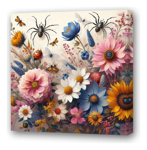 Cuadro 20x20cm Flores Y Arañas Spider Flowers Color M4