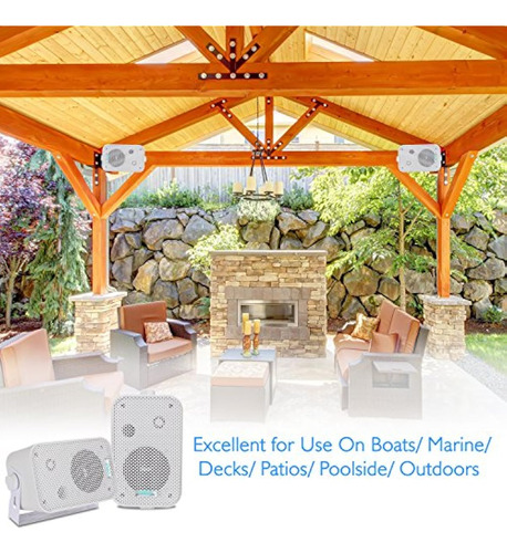 Sistema Parlantes Dobles Impermeables Exteriores Pared