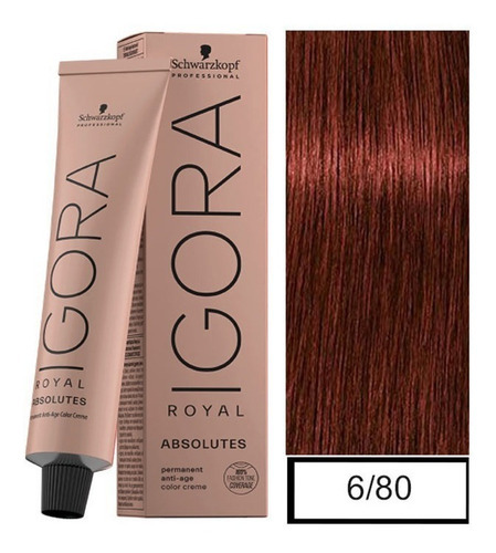  Igora Royal Absolutes - Tintura  6-80+ Oxidante Tono 6-80 Rubio Oscuro Rojo Natural