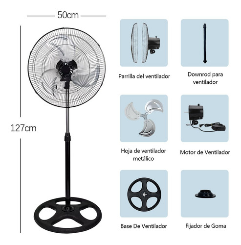 2 Unidades Ventilador De Pedestal Piso Pared 3 En 1 Metal 50 Cm 60hz Negro Metal 3