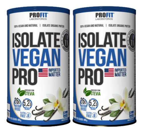 2x Proteína Isolate Vegan Pro Profit Baunilha 480g