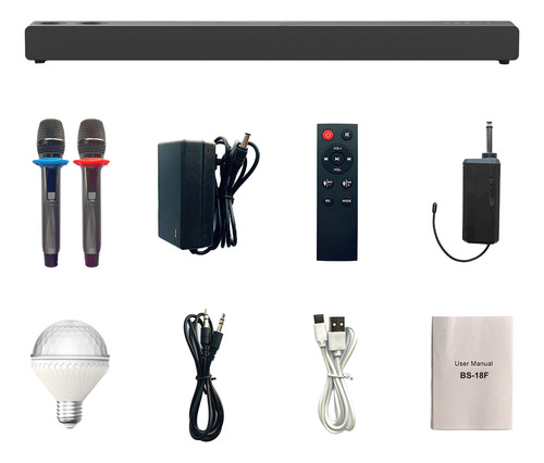 Barra De Sonido Cine En Casa Desmontable Bluetooth Bocinas Negro 20 Khz