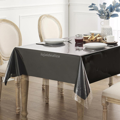 Toalha Mesa Plástico Transparente 4 Lugares 1,40x1,40