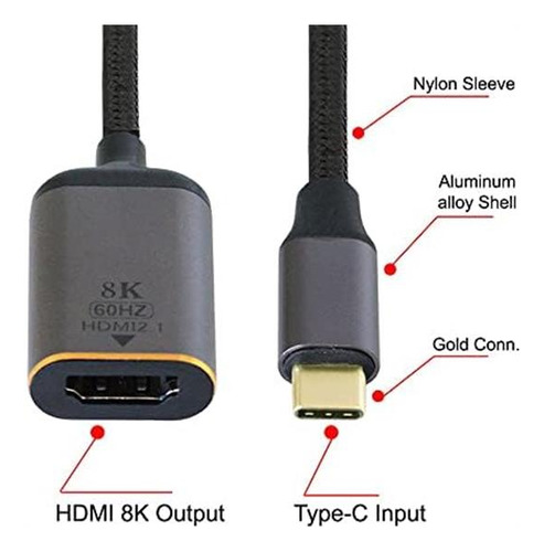 Nfhk Usb4 Usb-c Tipo C Source A Hembra Hdmi 2.0 Cable Pantal