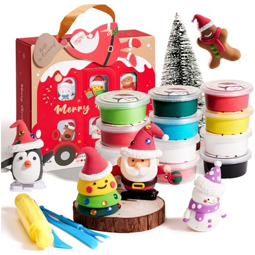 Christmas Air Dry Clay Kit For Kids, 12 Colors Snowman ...