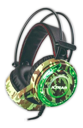 Headset Fone Gamer Pro Camuflado Com Microfone Led Lc827 Cor Verde