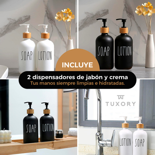 Porta Rollos De Bambú Con Cajón Mas 2 Dispensadores De Jabon Color Negro