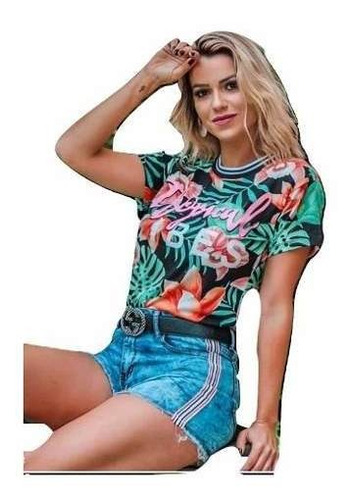 Kit 10 Blusa Tshirts Floral Camiseta Blusinha Florida Barata