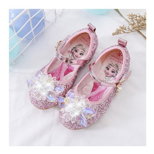 Frozen Elsa Zapatos Princesa Suela Blanda Cristal Para Niños