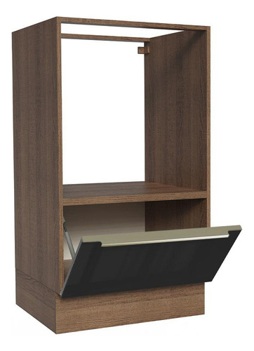 Mueble Para Horno Y Microondas Madesa Lux Sin Encimera Mn Color Rustic/Negro