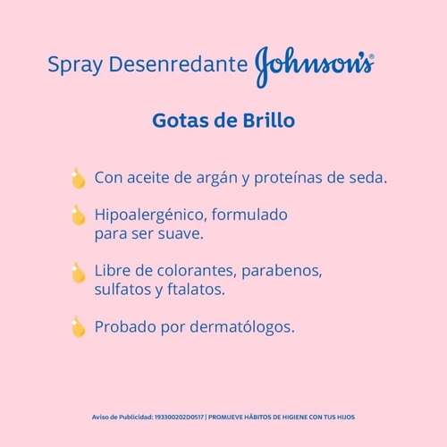 Desenredante Para Cabello Johnsons Gotas De Brillo 200 Ml