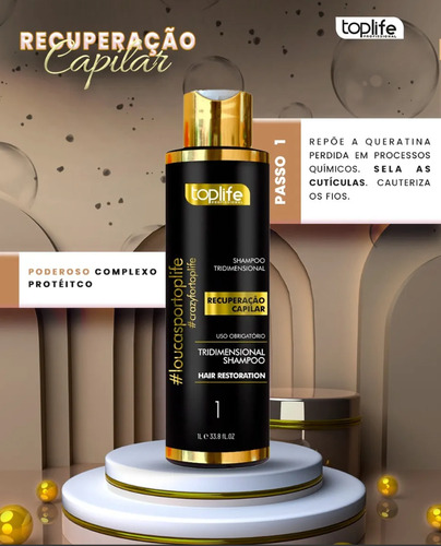 Shampoo Reconstrutor Queratina 1l Toplife - Pós Química