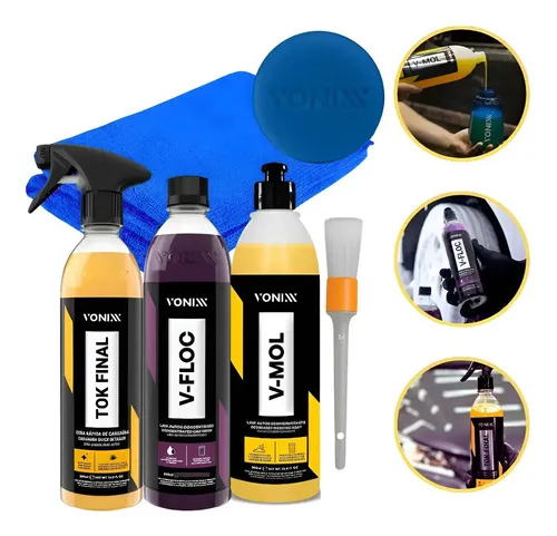 Kit Automotivo Vonixx Vfloc Vmol E Tok Final Brilho Total
