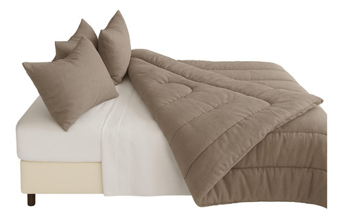 Acolchado 2 Plaza Y Media Reversible 2 Tonos 220x230 Premium Visón Lisa