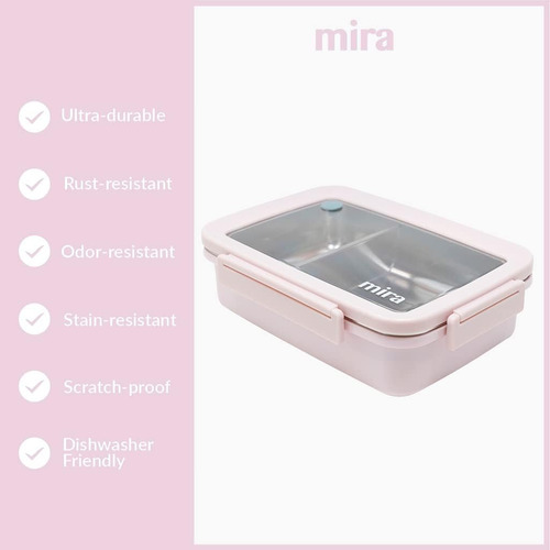 Mira Fiambrera Bento De Acero Inoxidable Con Divisor Para Sá