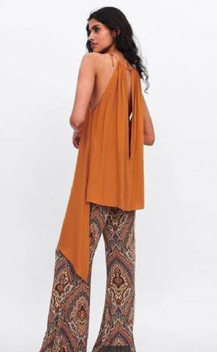 Blusa Camisola Importada Color Ladrillo Halter Marca Conocid