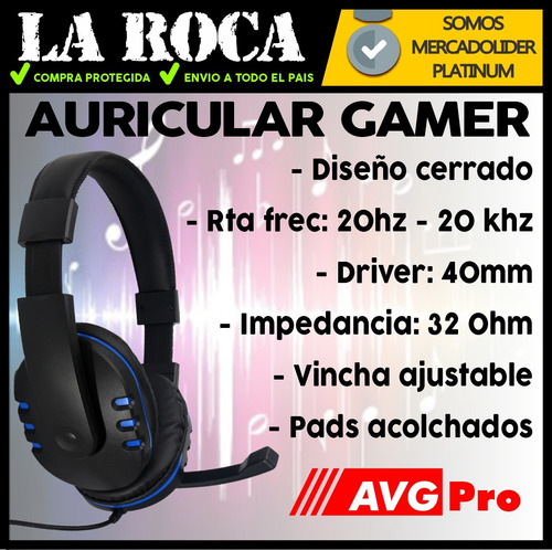 Auricular Gamer Microfono Gaming Xbox Pc Ps4 Youtuber