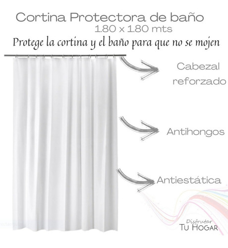 Imagen 5 de 9 de Cortina Baño Ducha Tela Stripe +ganchos + Protector + Pack