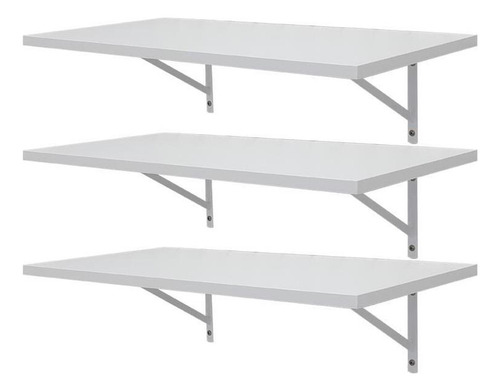 Kit 3 Prateleiras 100 X 25cm Branca Com Mão Francesa